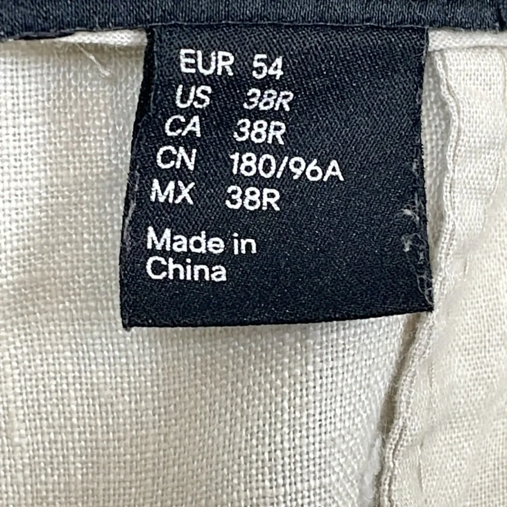 H & M Linen Slacks Mens 38R Beige 4 Pocket Business Casual Relaxed Fit Pants